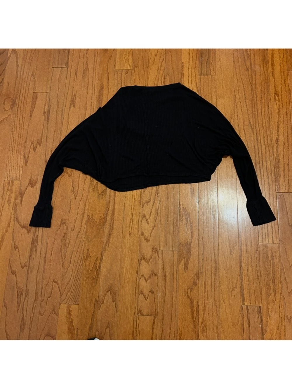 Forever 21 Black Long Sleeve Crop Top Ribbed Trendy Minimal Basic M - Picture 3 of 8
